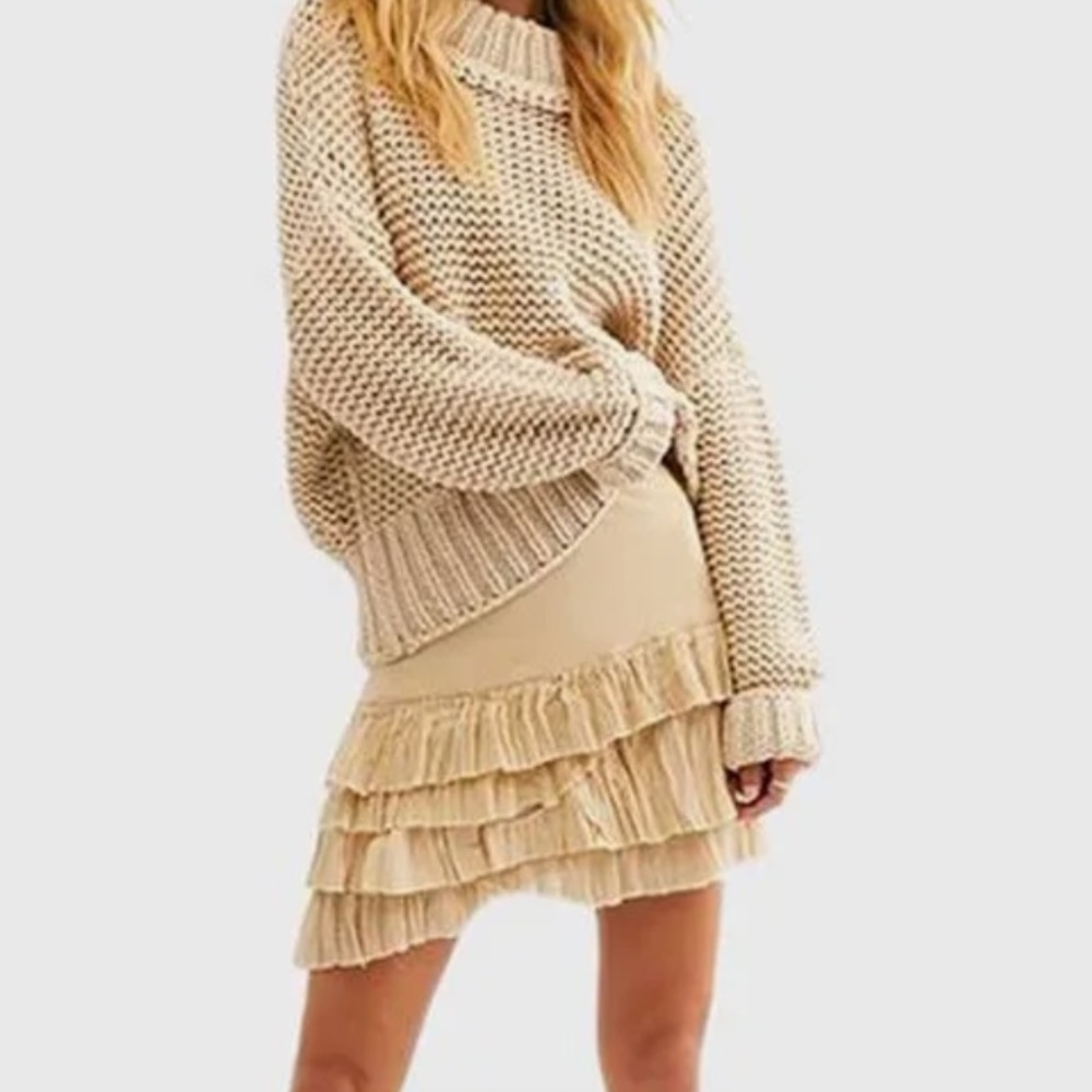 Free People NWT You Are My Sunshine ribbed edges mid weight knit sweater size XS